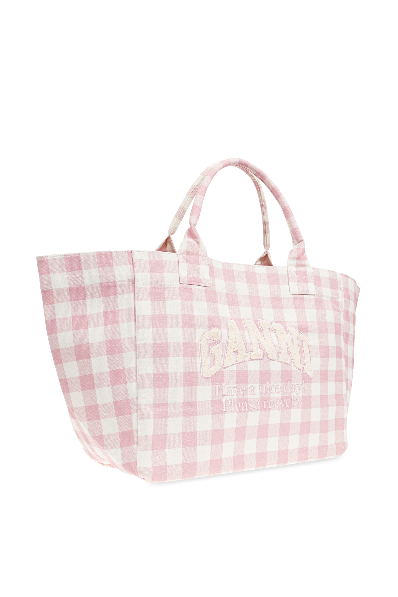 トートバッグ XXL VICHY LOGO SHOPPER BAG Ganni 